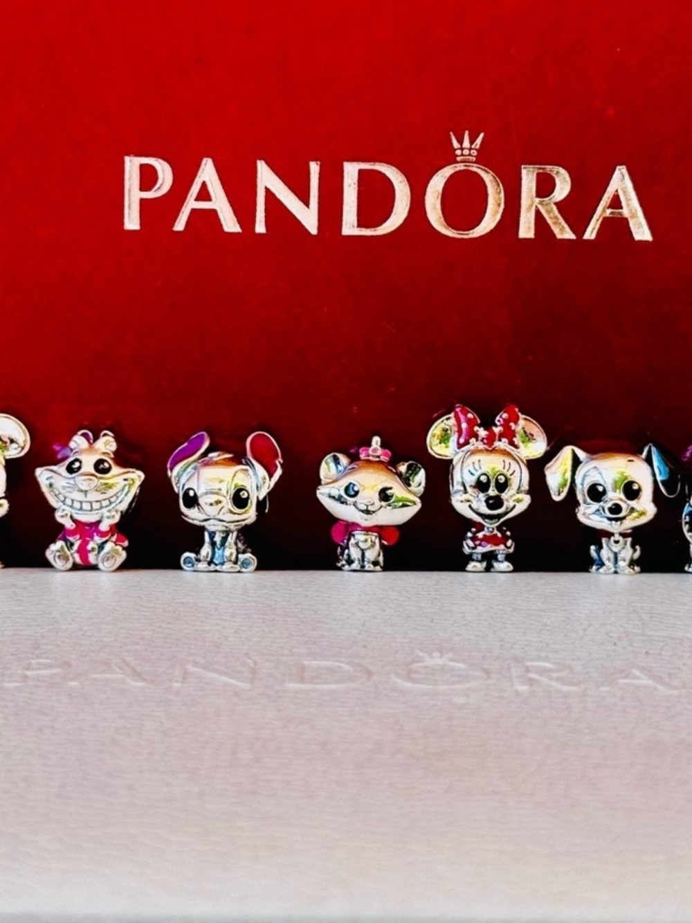 7 Pandora Silver Multicolor Enamel Pet Character Charm Set new with out tags